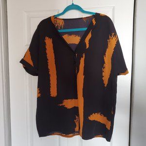 Shein abstract orange & black top